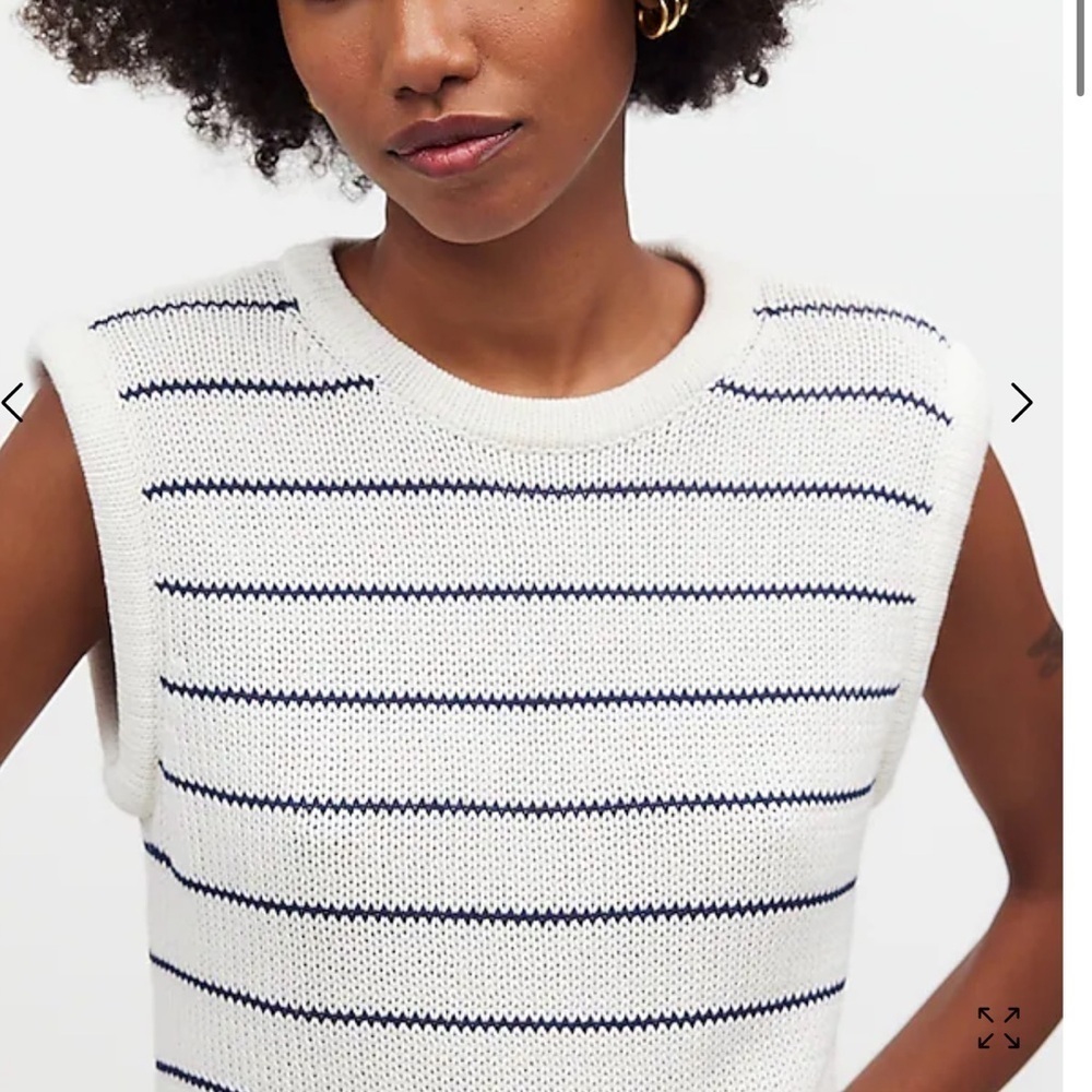 Madewell Puff-Trim Sweater Vest in Stripe NQ977 - Picture 3 of 5